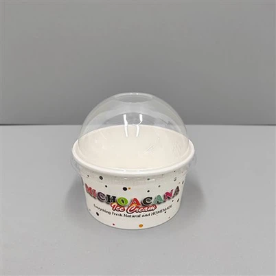 6 oz iskop med PET-kuppellåg til gadebutikker