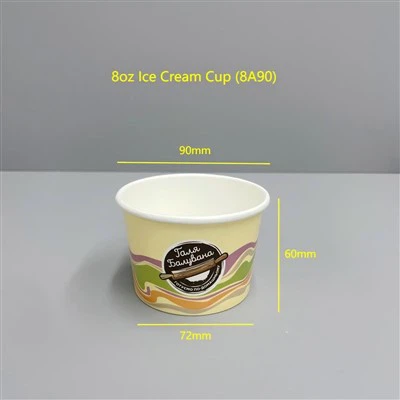 8 oz iskop med papirlåg og træske til travle indendørs spillesteder