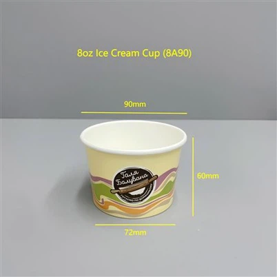 8 oz iskop med papirlåg og træske til travle indendørs spillesteder